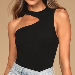 Piece of Me Black Ribbed Sleeveless Bodysuit